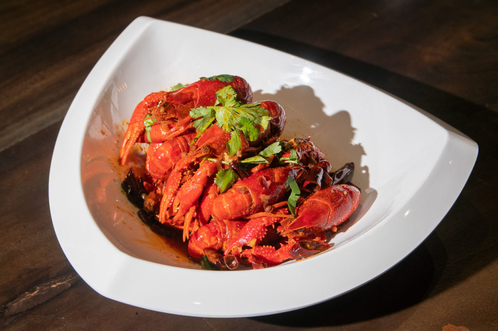 Stir-fried spiced cray fish at Hediu Grill Station