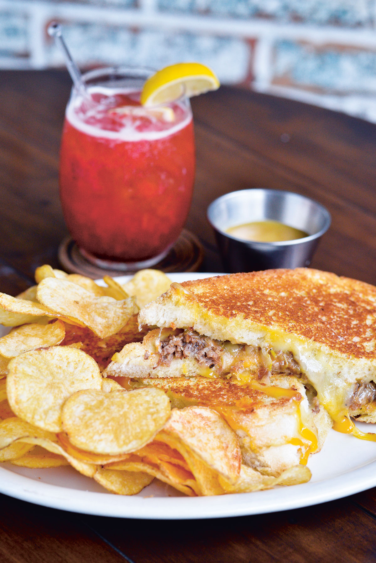 The Bowery's short rib grilled cheese sandwich