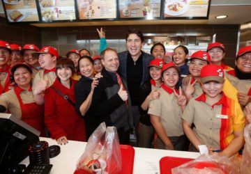 Canadian Prime Minister Justin Trudeau at a Jollibee store