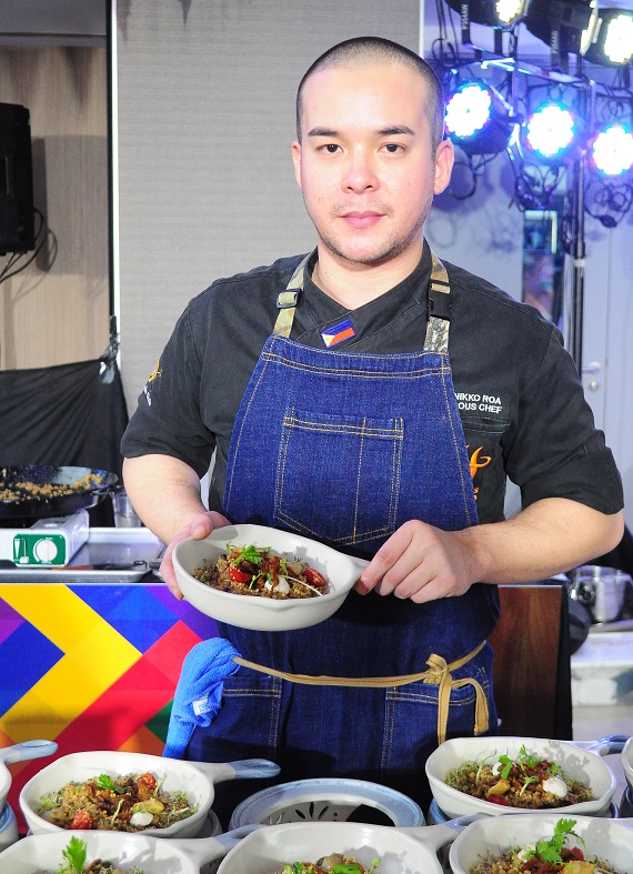 Luzon chef Nikko Roa won with his toasted quinoa vegan sisig