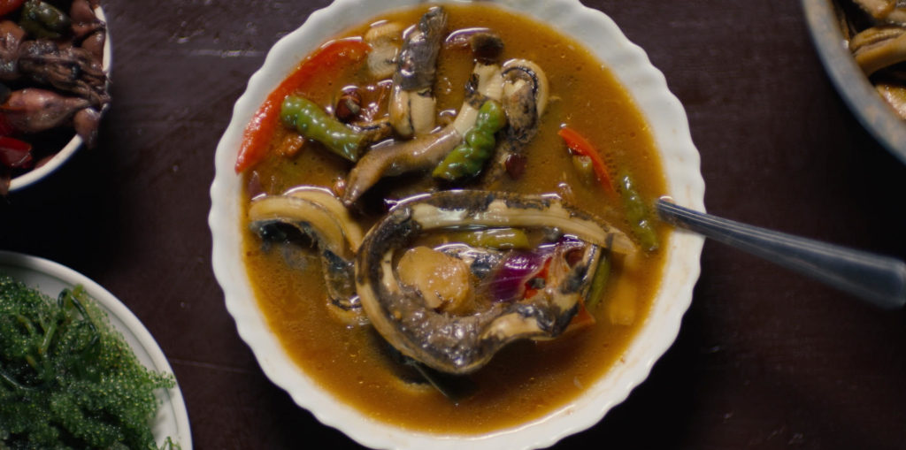 Florencia “Entoy” Escabas' nilarang bakasi, a soured stew made with reef eel