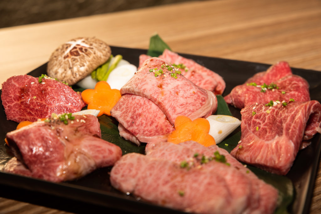 Yakiniku platter of assorted Miyazaki beef