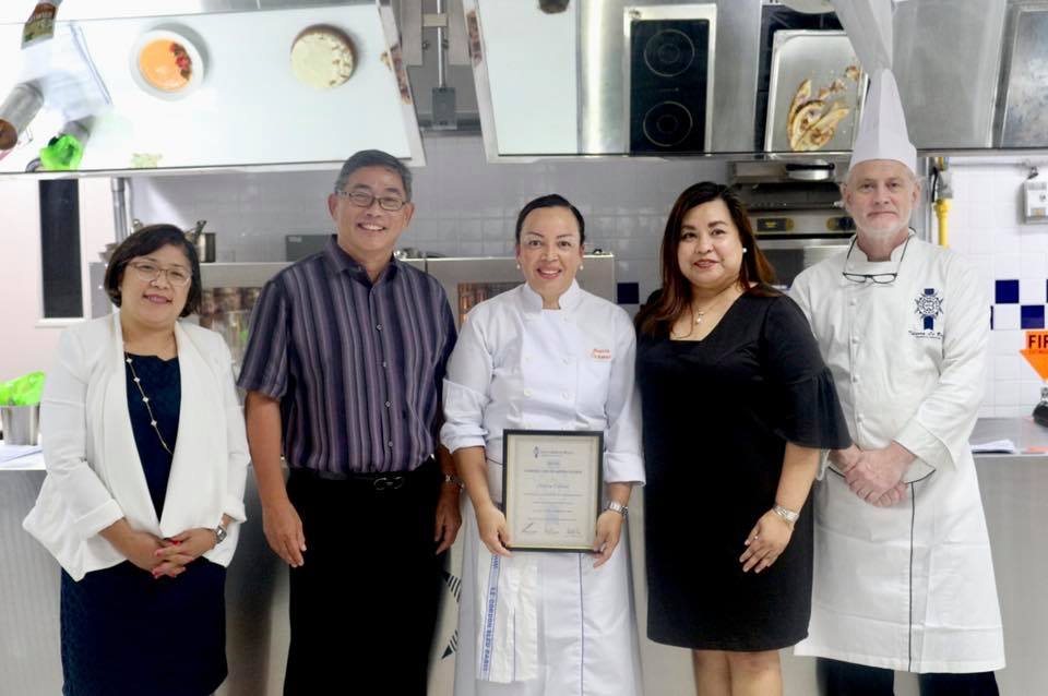 From left: Marleth Calanog, executive director, CCE; Rodolfo Ang, Dean, Ateneo Graduate School of Business; chef Marcia Öchsner; Liza Morales, institute director; and chef Thierry Le Baut, technical director