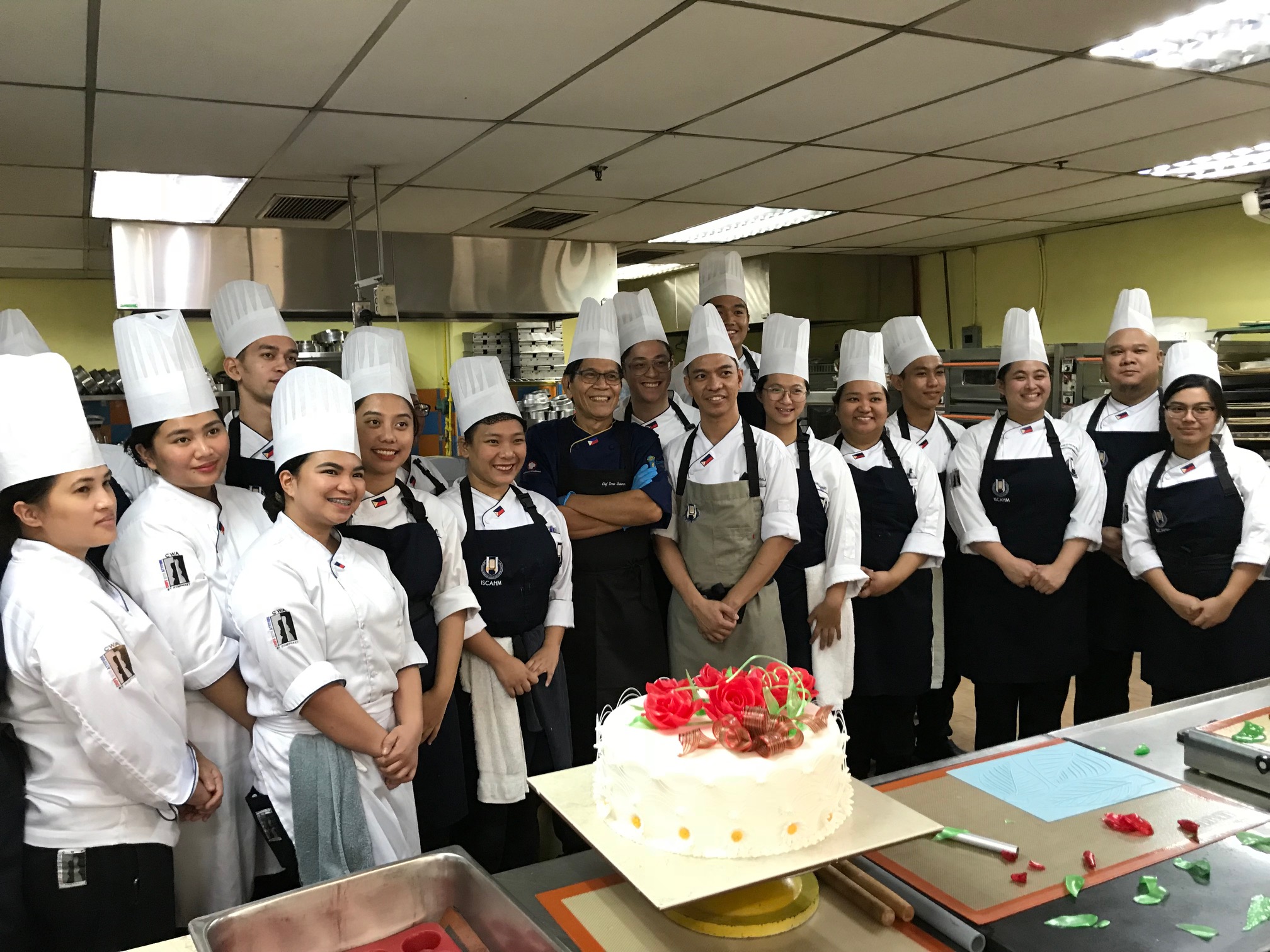 ISCAHM director for pastry and bakery arts Ernie Babaran with his students