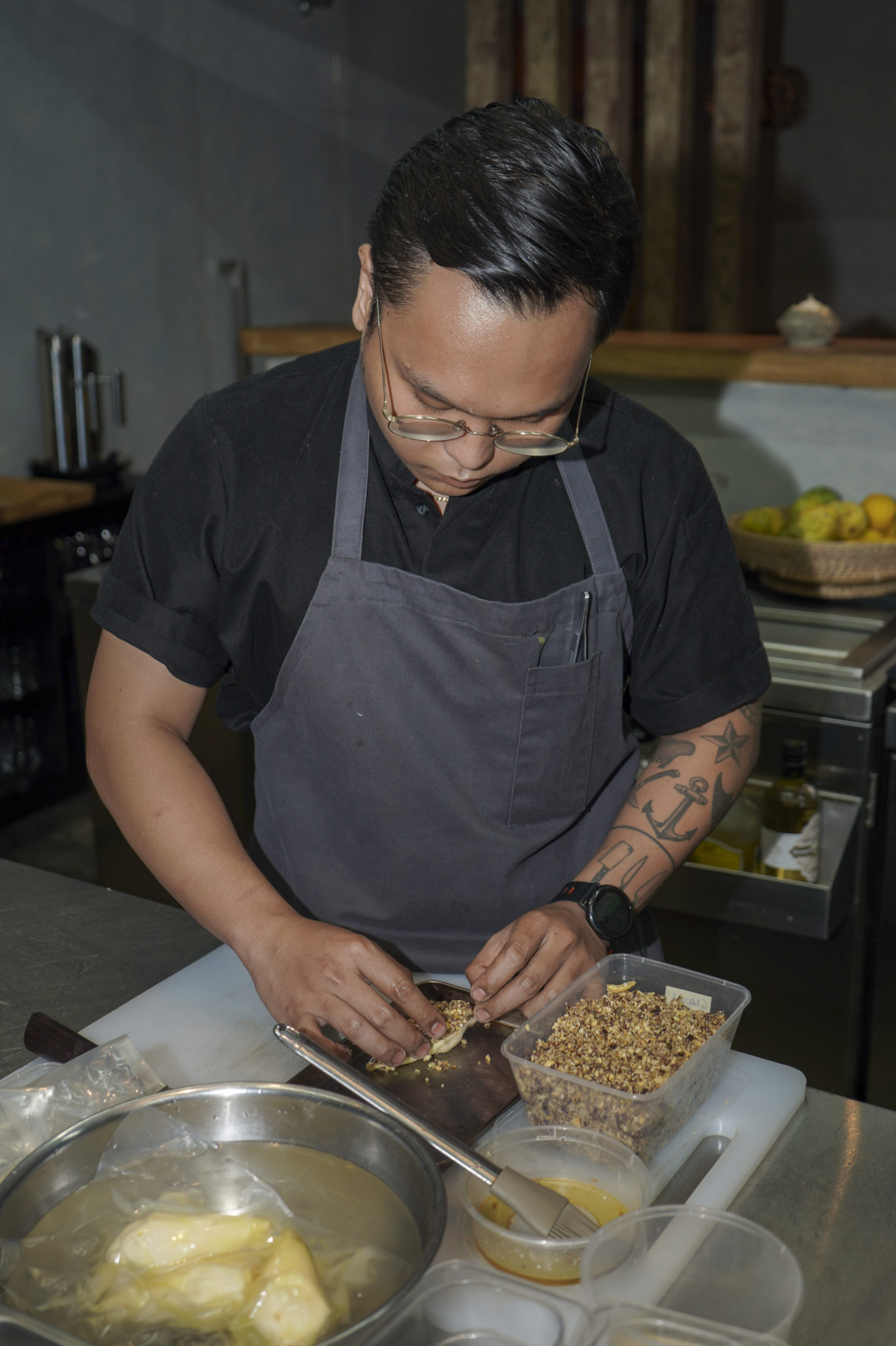Hapag chef Kevin Navoa working behind the scenes