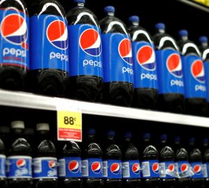 Bottles of Pepsi are pictured at a grocery store in Pasadena, California