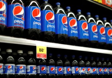 Bottles of Pepsi are pictured at a grocery store in Pasadena, California