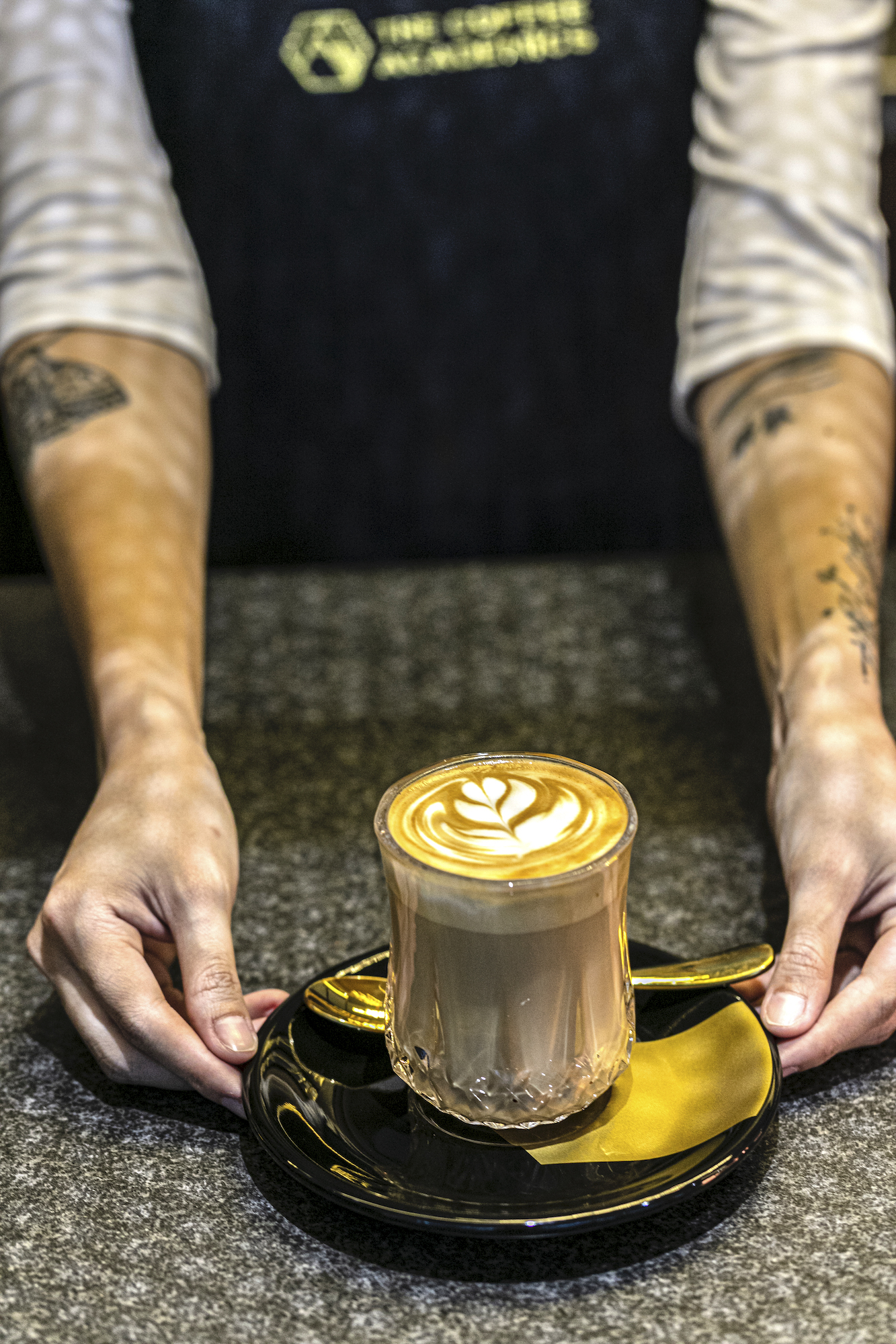  Myles Hontiveros of Coffee Academics believes people are looking for unique drinks such as their signature lattes, but will soon return to basics such as this flat white