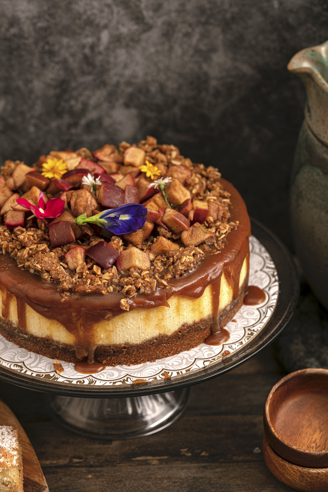 One of the seasonal cakes of Butternut Bakery: Mr. Vanilla Bean Cheesecake with Salted Caramel Apple Crumble