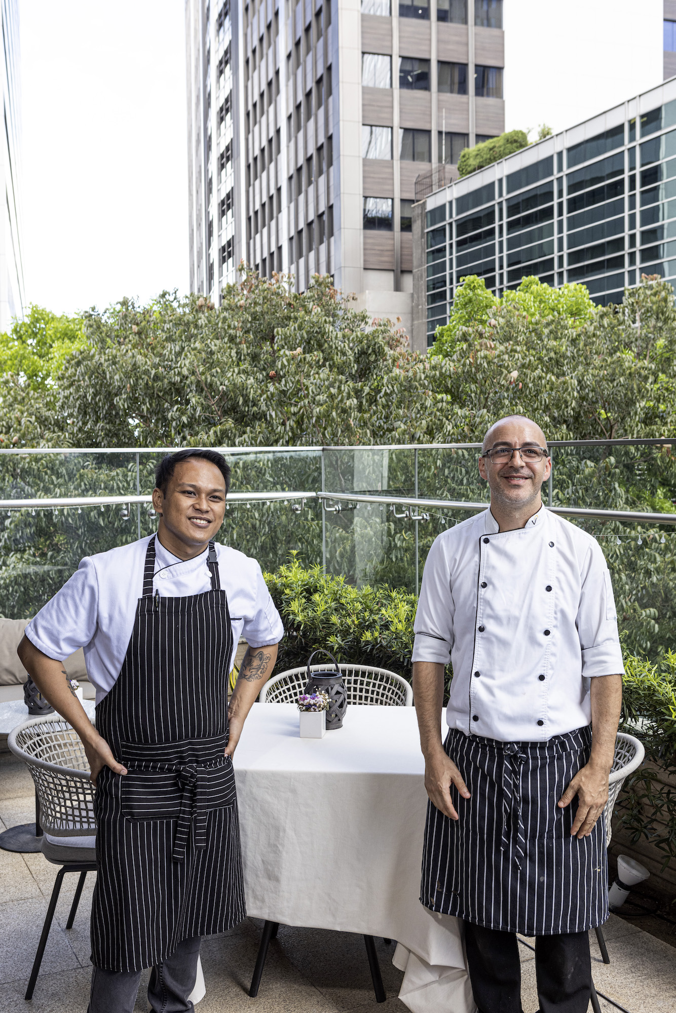 Chefs Jorn Fonseca and Carlos Garcia might be busy taking care of the hotel's F&B needs but they find some quiet time here at Tiago's private al fresco dining area