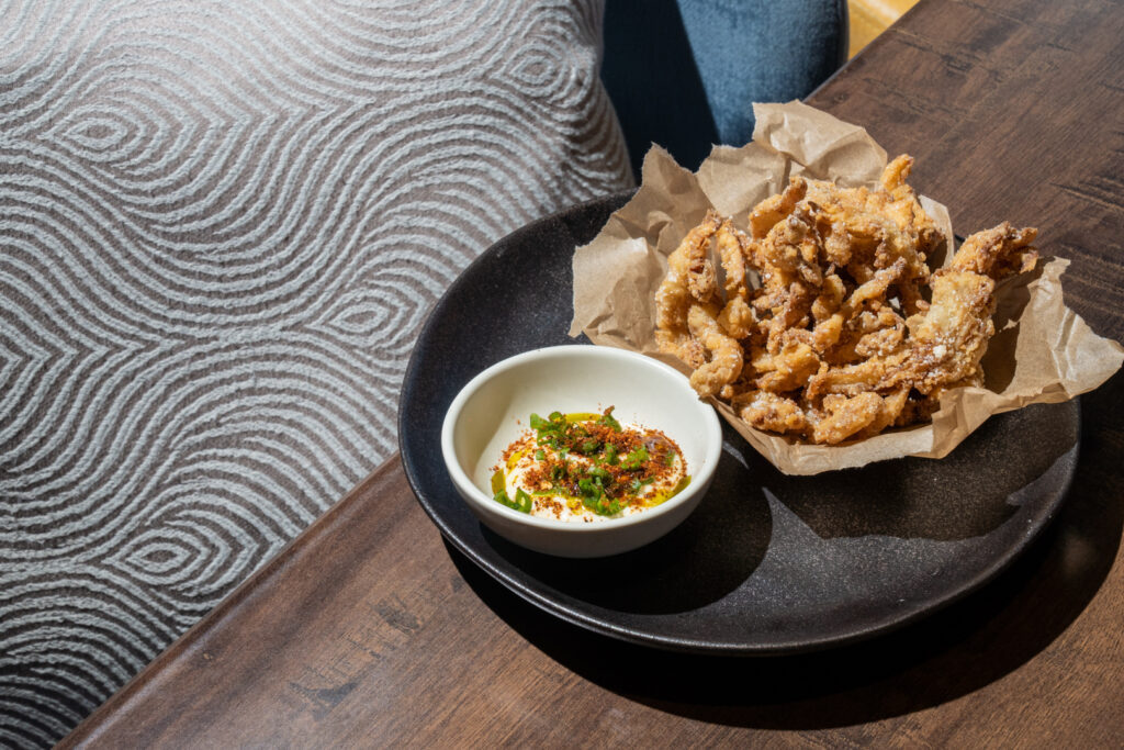 Truffle chicharones: Shroom truffle fritters and aioli