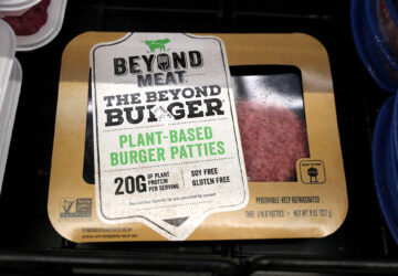 FILE PHOTO: A Beyond Meat Burger is seen on display at a store in Port Washington, New York, U.S., June 3, 2019