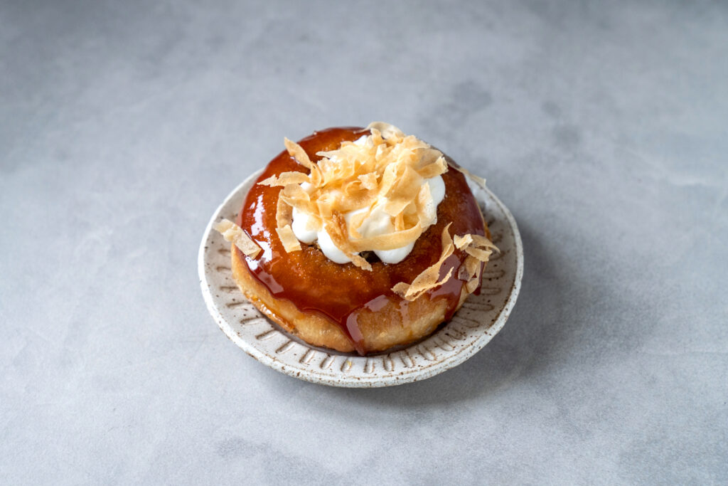 F&B briefs: Jersey Bakery's Turon doughnut: banana pastry cream, whipped jackfruit cream, crispy wrapper shards, crispy caramel glaze on a buttery brioche doughnut