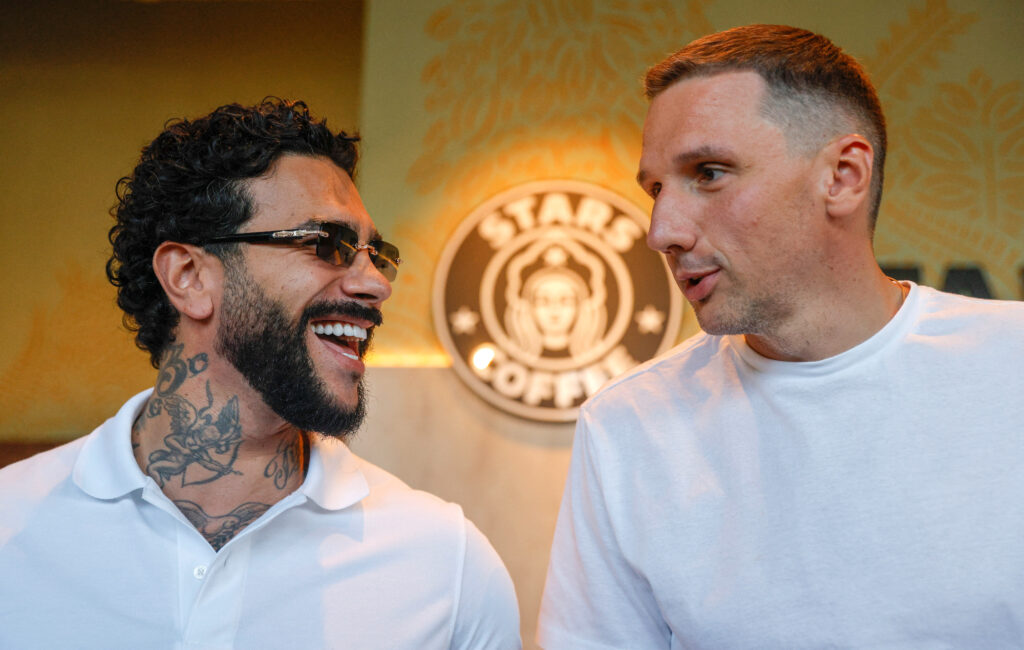 Rapper Timati and restaurateur Anton Pinskiy, co-owners of the new coffee shop Stars Coffee