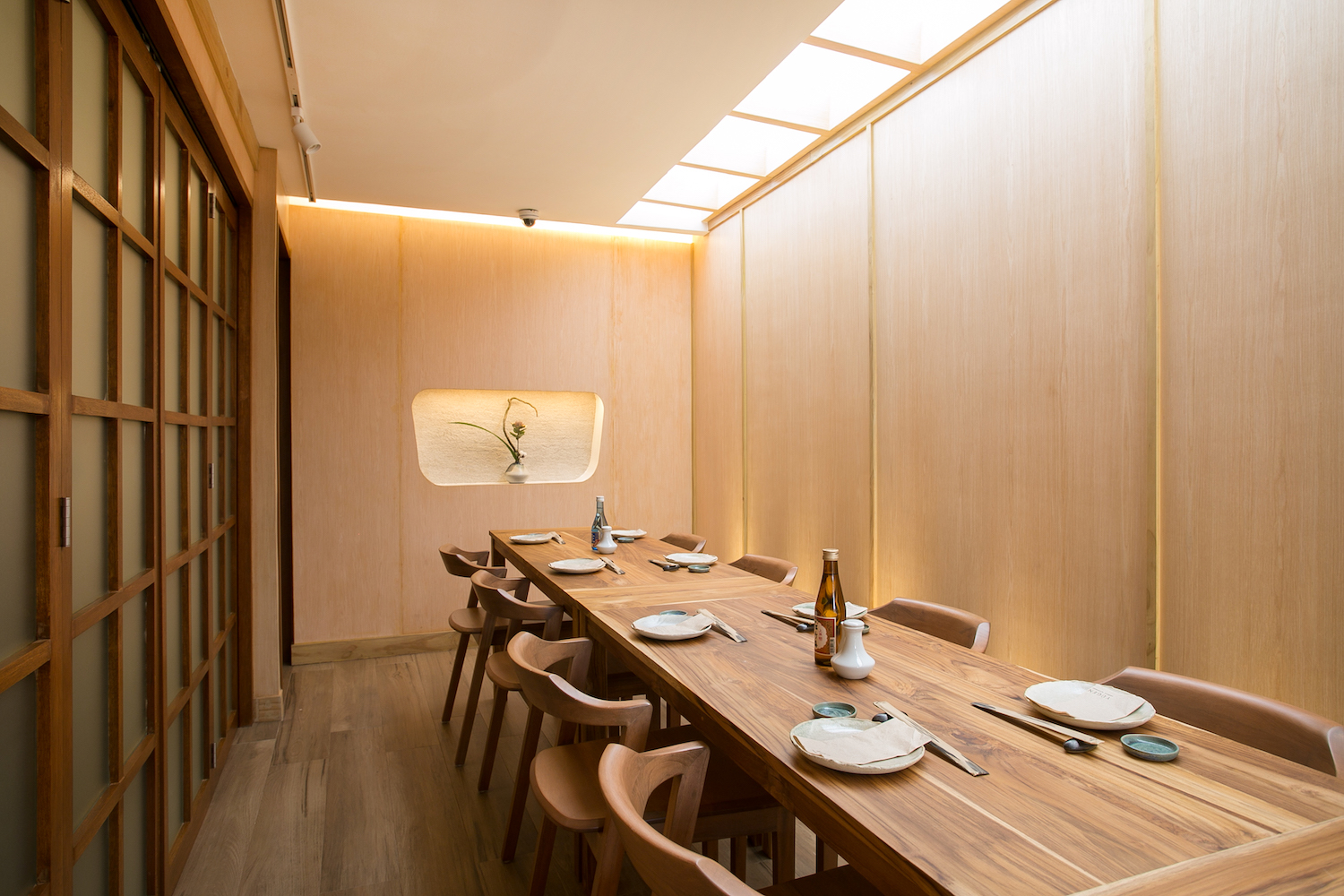 One of the private dining rooms at Yūgen Japanese Restaurant
