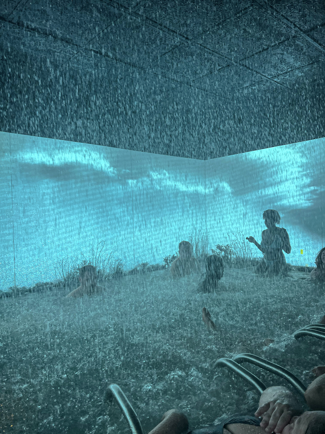 The Storm Room: A TikTok-famous room of the spa where LED screens simulate a thunderstorm with furious rain coming from its ceiling