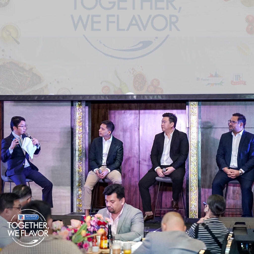 Guest speakers Greg Camacho (director for deliveries at Grab), Eric Dee (COO, Foodee Global Concepts and co-founder of Kraver's Canteen), and Miko David (president, David & Golyat)