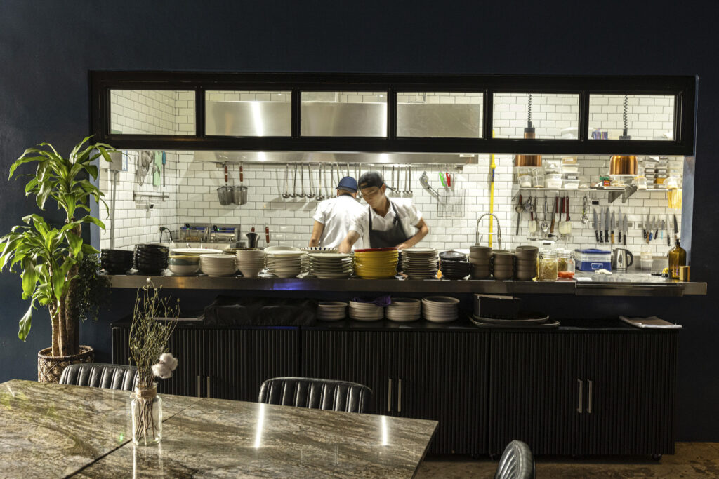 The open kitchen of Rabbit Room puts the chefs front and center