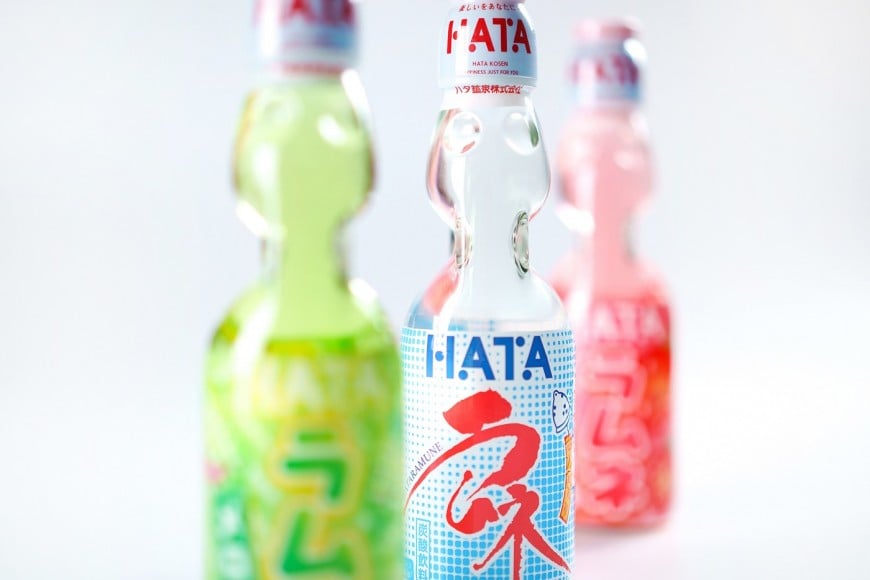 Ramune is a popular Japanese carbonated soft drink available in a Codd-neck bottle