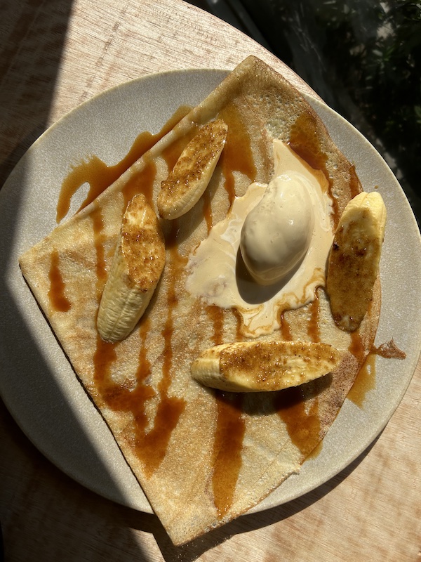 The crepe is the main event, and you'd be hard pressed to say no to the sweet treat
